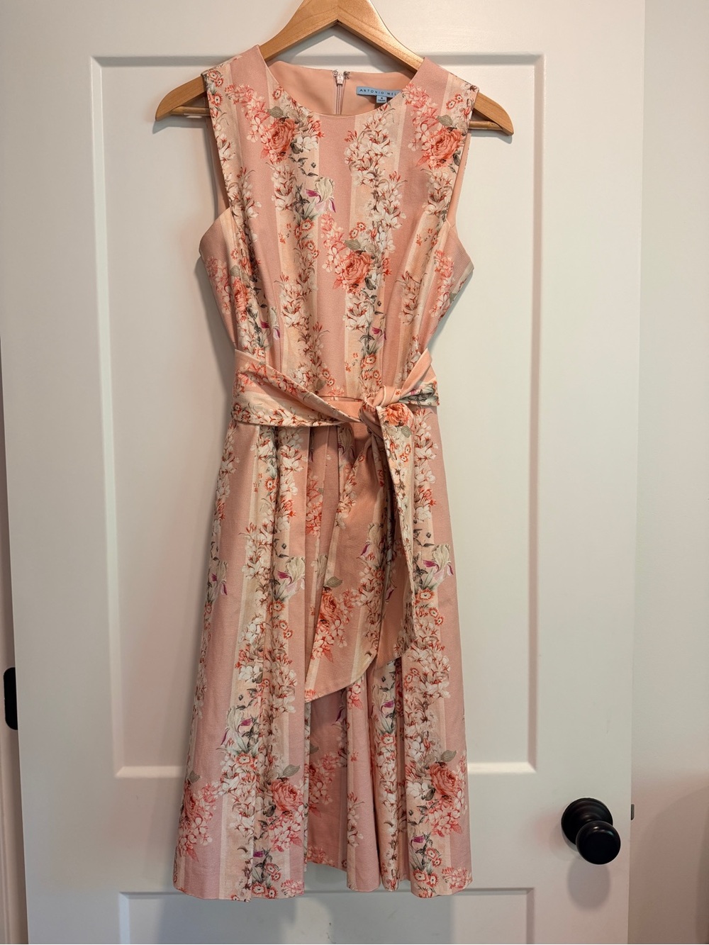ANTONIO MELANI Peach Floral High-Low Midi Dress